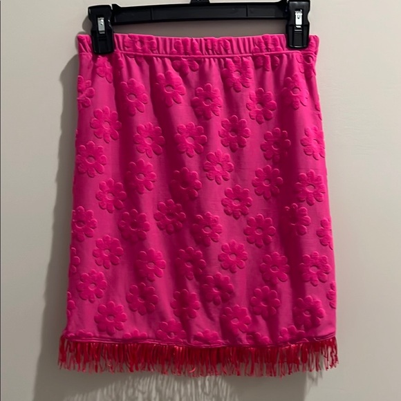 Girls XL Hot Pink Swimsuit Cover Up Skirt with Fringe - Picture 3 of 7